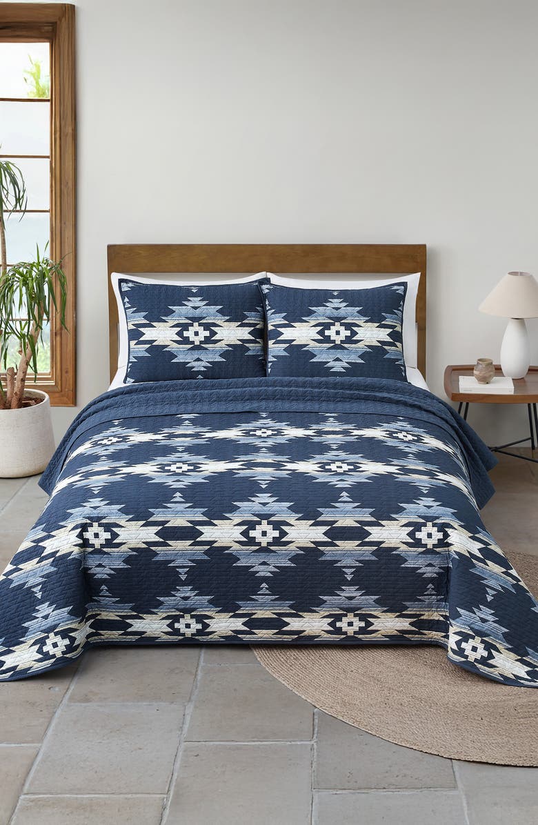 Pendleton Moonlit Mesa Cotton Coverlet & Sham Set, Alternate, color, Navy