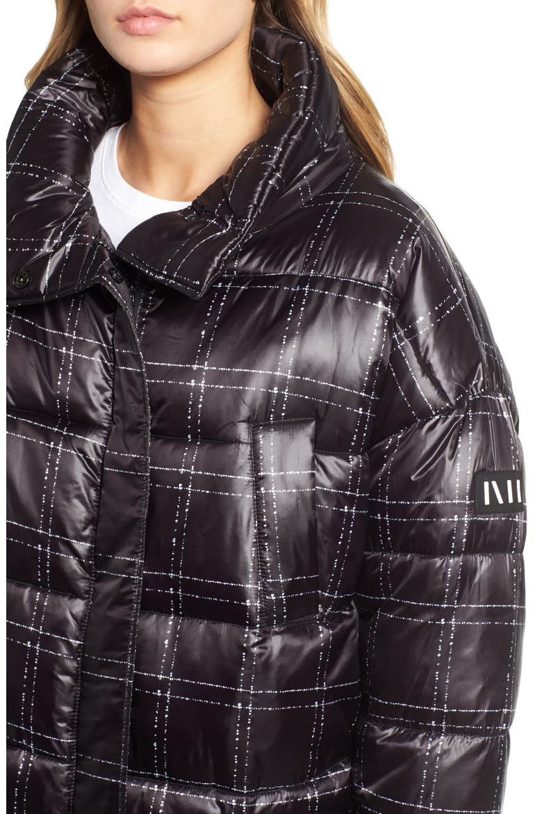 Grid Check Puffer Jacket, Alternate, color, BLACK/ WHITE