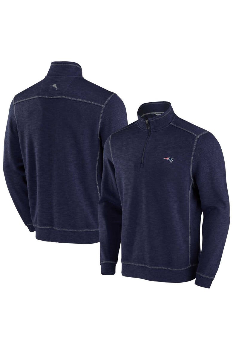 Men's Tommy Bahama Navy New England Patriots Tobago Bay Tri-Blend Half-Zip Jacket, Main, color, Navy