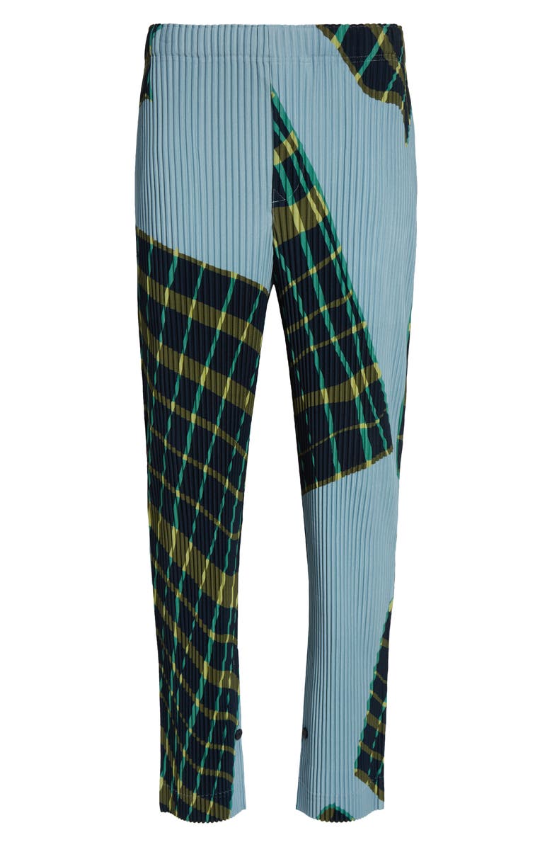 Homme Plissé Issey Miyake Windswept Plaid Straight Leg Pants, Alternate, color, Blue Gray