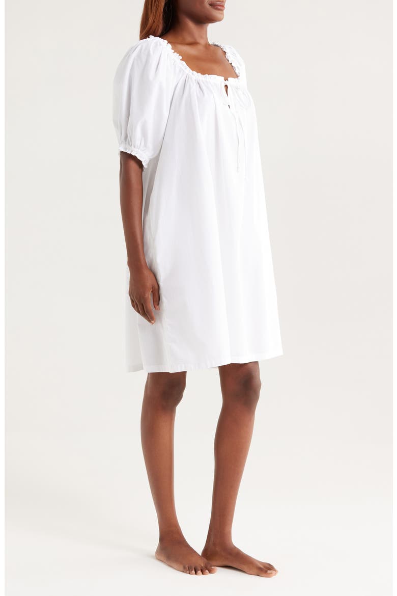 Tie Front Cotton Nightgown, Alternate, color, WHITE