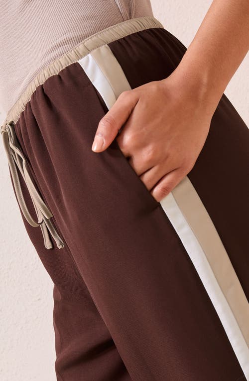 Friends Like These Side Stripe Drawstring Wide Leg Pants In Brown