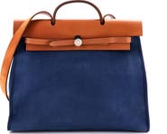 Pre-Owned Hermes Herbag Zip Leather and Toile 39