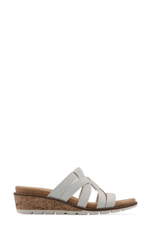 Cliffs By White Mountain Tinisha Wedge Sandal In White Embossed