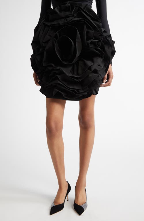 Vaquera Rose Ruffle Skirt in Black 