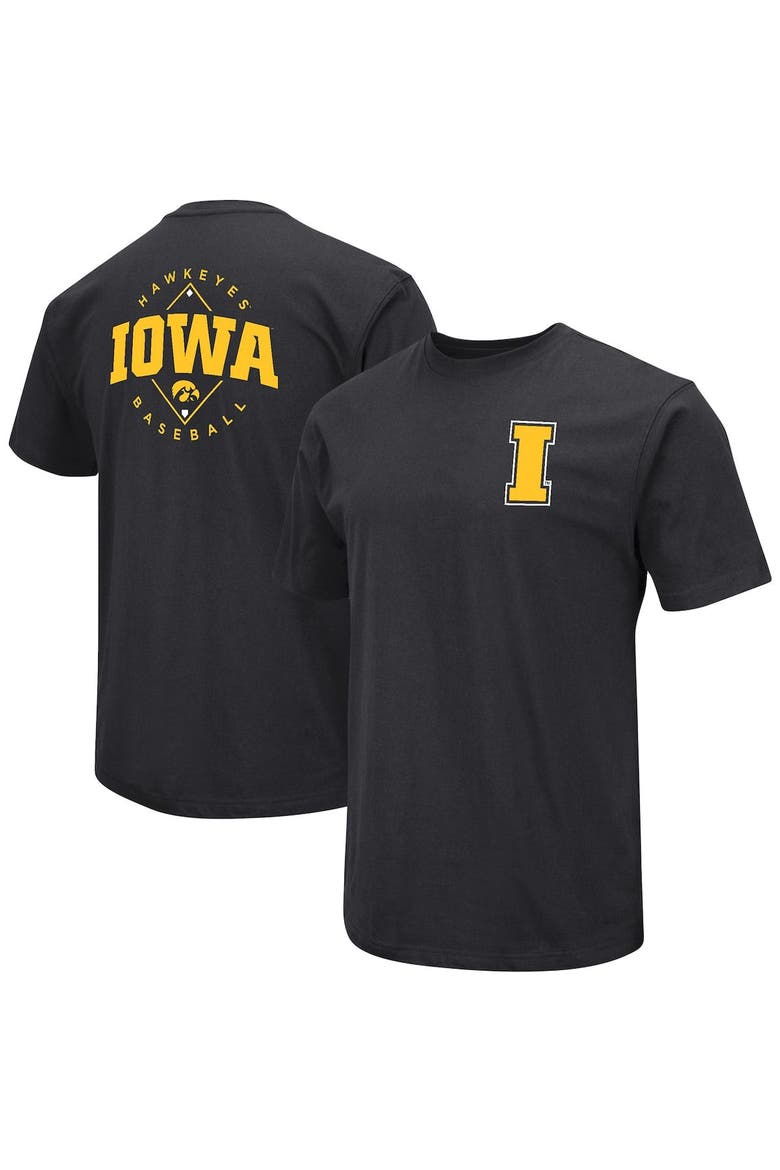 Men's Colosseum Black Iowa Hawkeyes Baseball On-Deck 2-Hit T-Shirt, Main, color, Black