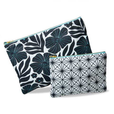 Be Brave Be Kind Pouch S/2 Aqua Cotton Everyday
