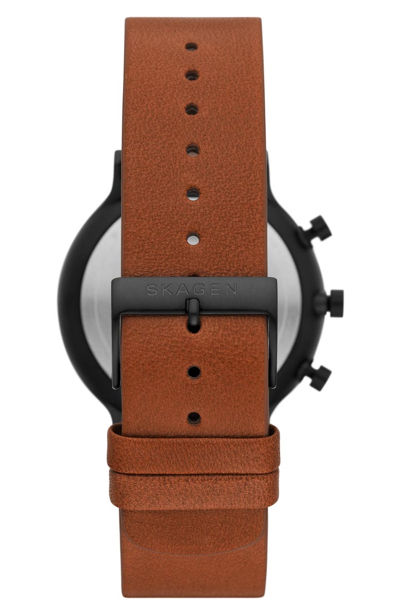 Skagen Ancher Chronograph Brown Leather Strap Watch, 40mm, Alternate, color,
