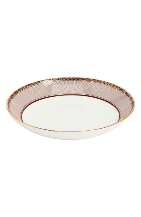 Red Splendor 22K Gold Accent Deep Bone China Plate
