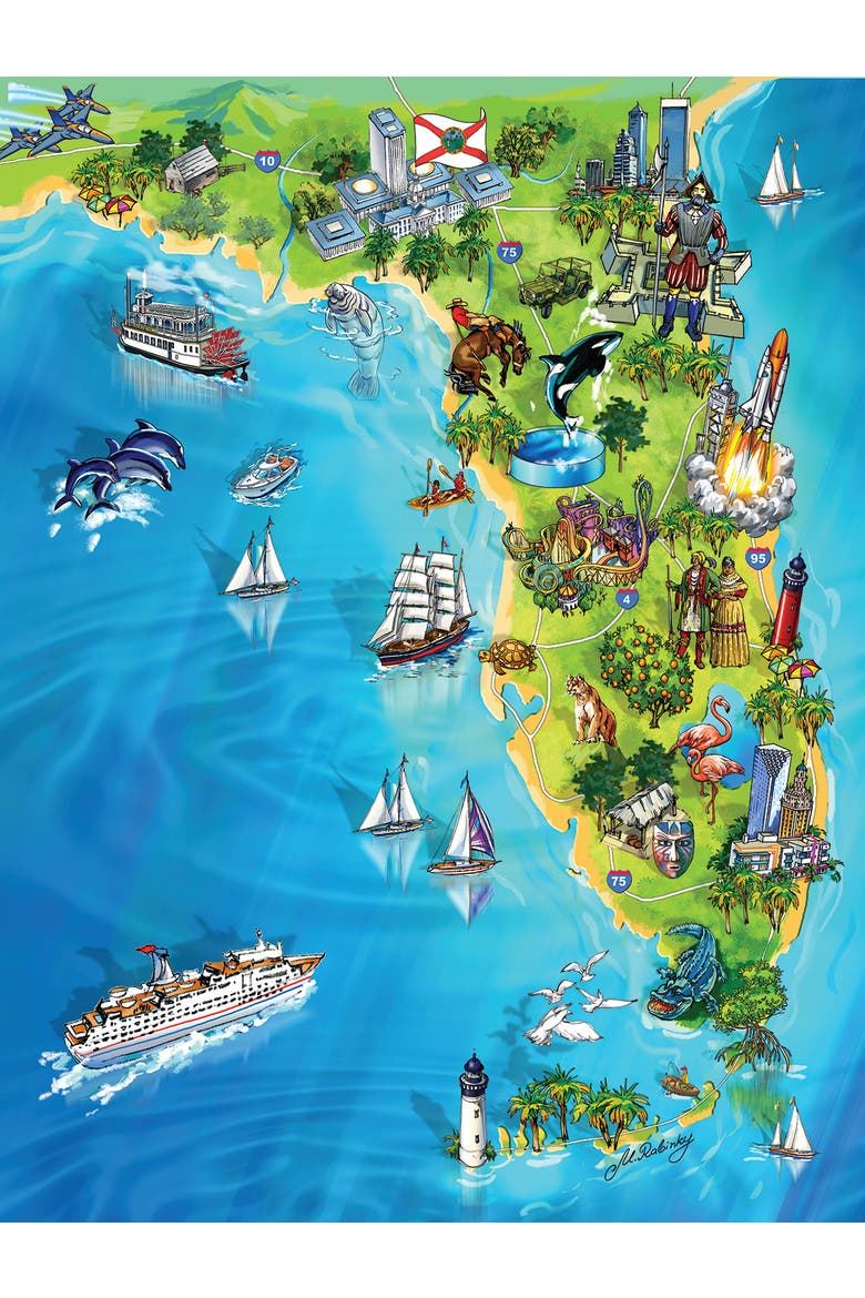 Florida Map 500 piece Jigsaw Puzzle for Adults, Alternate, color, Multicolor