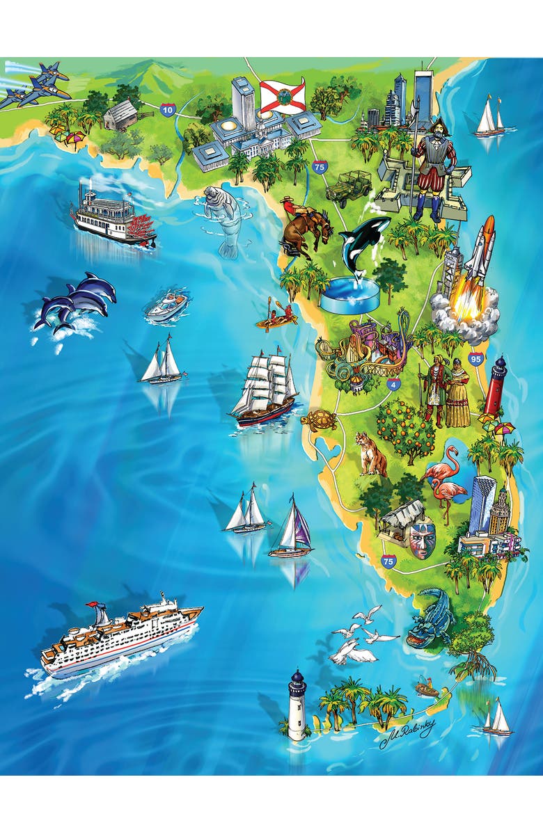 Sunsout Florida Map 500 piece Jigsaw Puzzle for Adults, Alternate, color, Multicolor