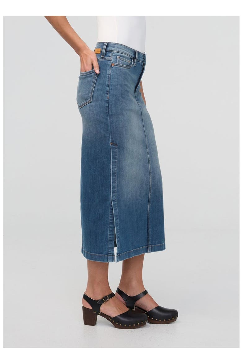Performance Denim Slit Skirt, Alternate, color, Blue-Ash