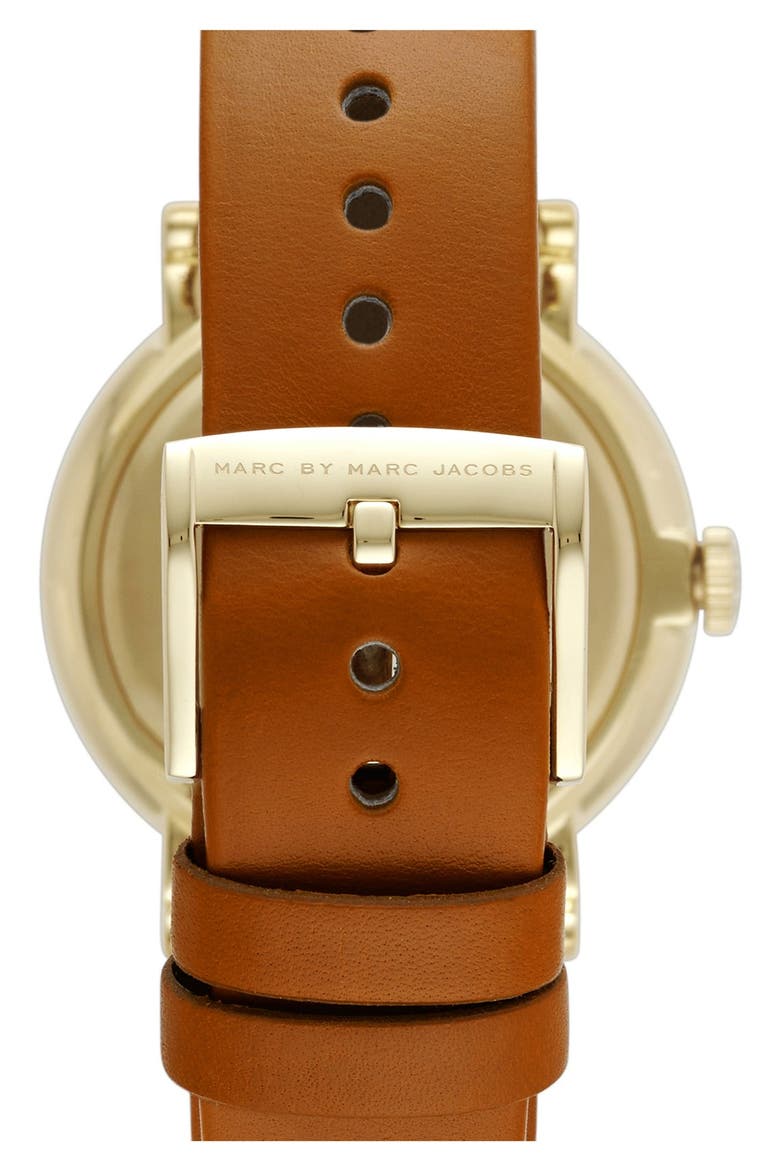 'Baker' Leather Strap Watch, 37mm, Alternate, color, TAN/ GOLD
