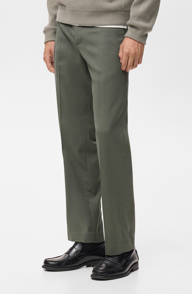 MANGO Regular Fit Pleated Pants, Alternate, color, Dark Green