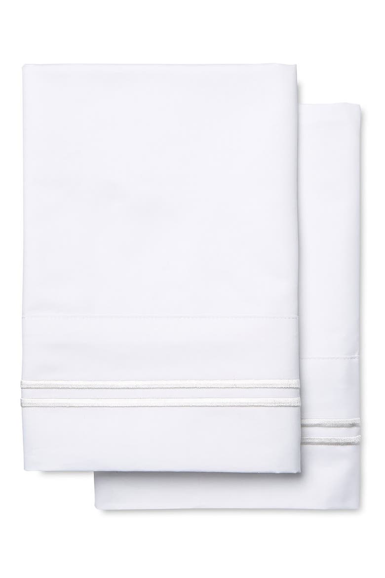 Set of 2 Border 600 Thread Count Sateen Pillowcases, Main, color, WHITE/ WHITE