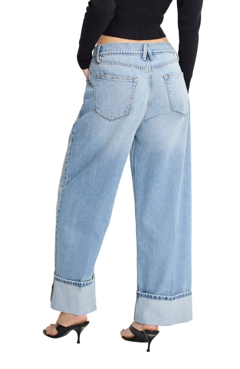 Good American Good Standard High Waist Cuffed Hem Baggy Jeans, Alternate, color,