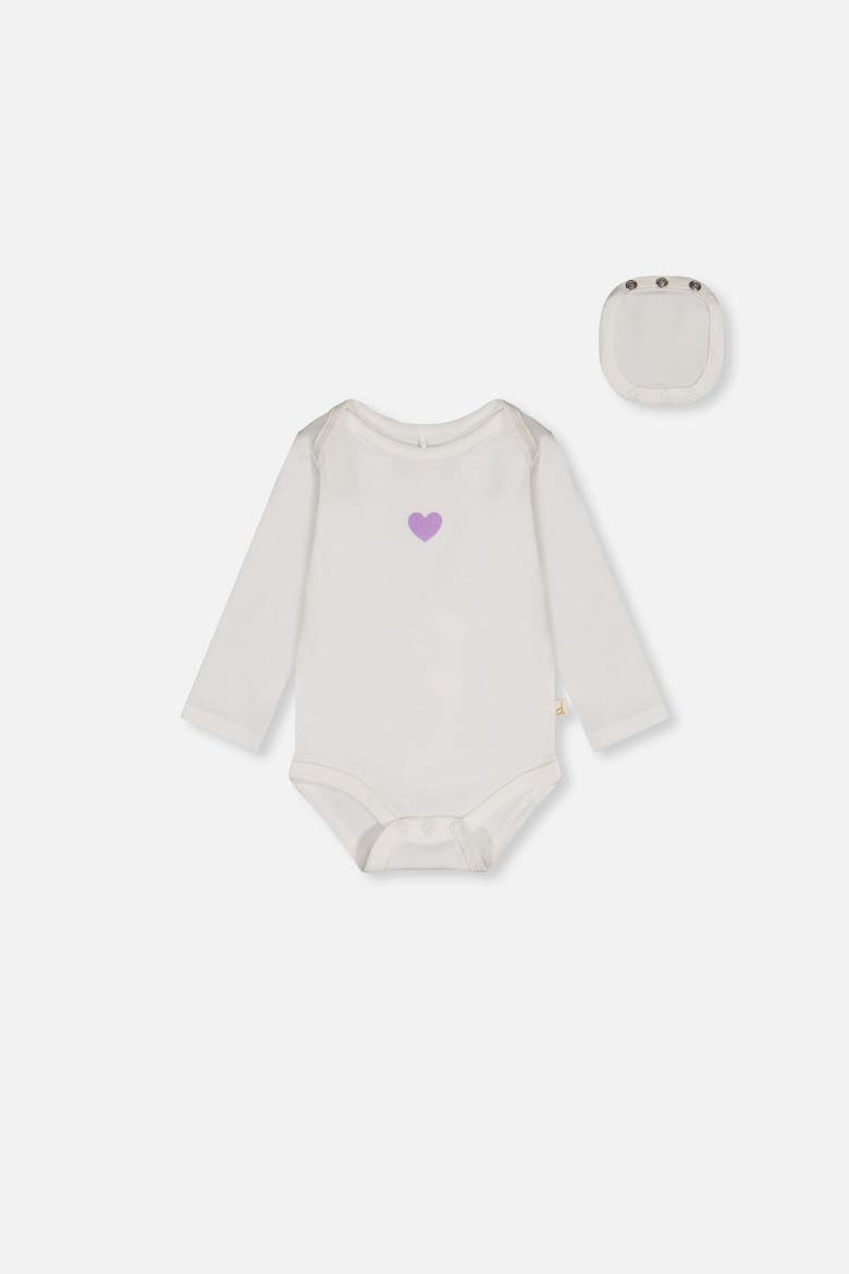 Organic Cotton Long Sleeve Heart Romper, Main, color, Off-White