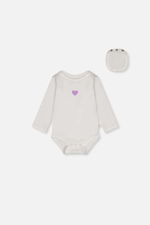 Organic Cotton Long Sleeve Heart Romper