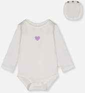 Deux par Deux Organic Cotton Long Sleeve Heart Romper