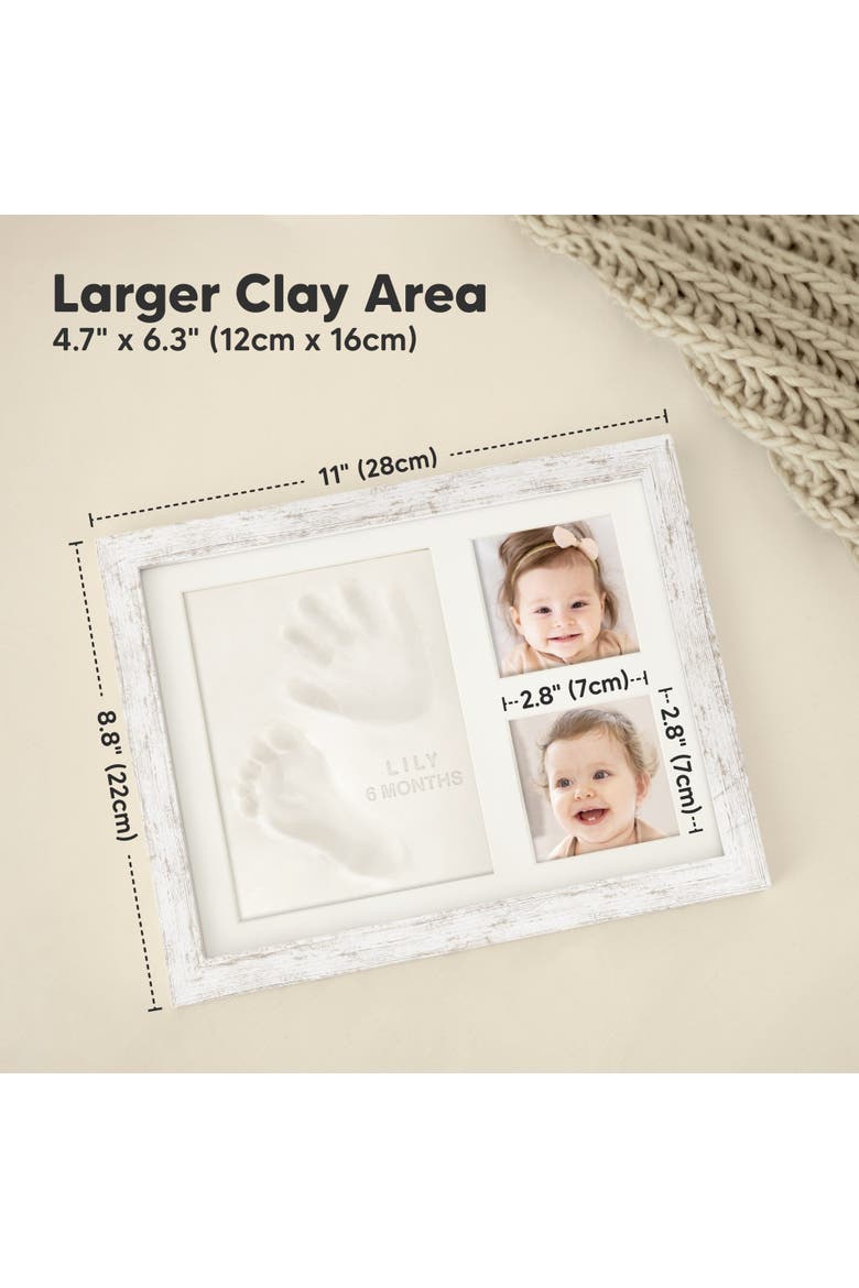 Baby Handprint & Footprint Keepsake Solo Frame, Alternate, color, Vintage White