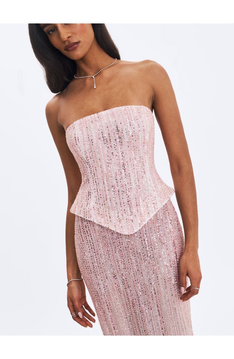 Miss Circle Tosca Beaded Gradient Strapless Peplum Maxi Dress, Alternate, color, 