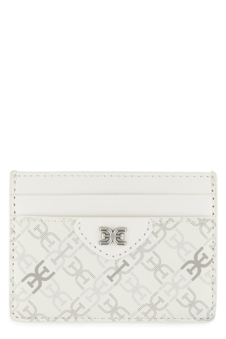 Harper Monogram Faux Leather Card Case, Main, color, WHITE