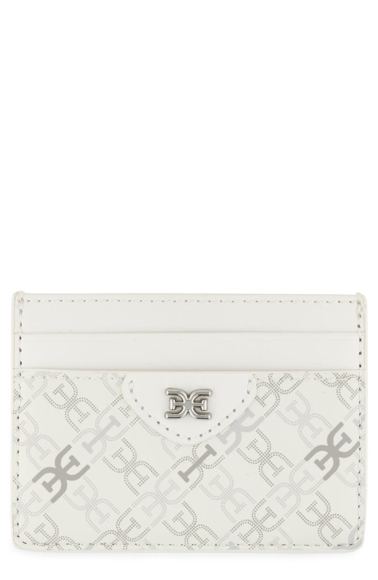 Sam Edelman Harper Monogram Faux Leather Card Case, Main, color, White