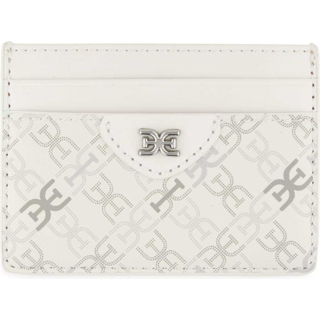 Shop Sam Edelman Harper Monogram Faux Leather Card Case In White