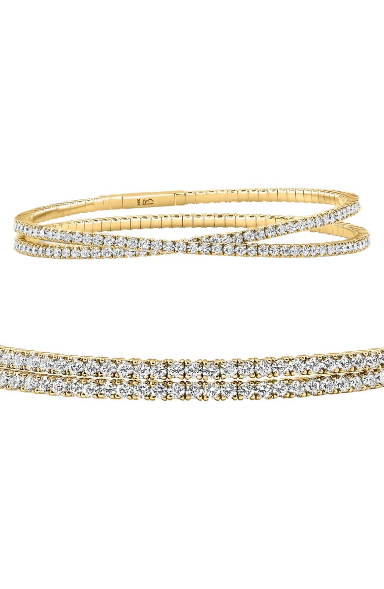 Bliss Diamond 1.70Ct Round Cut Double Flex Diamond 7" Tennis Bracelet 14k Gold Lab Grown, Main, color, 14K Yellow Gold