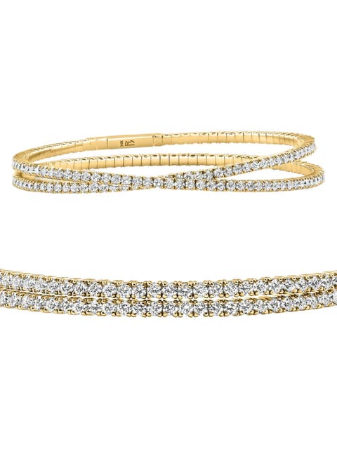 1.70Ct Round Cut Double Flex Diamond 7" Tennis Bracelet 14k Gold Lab Grown