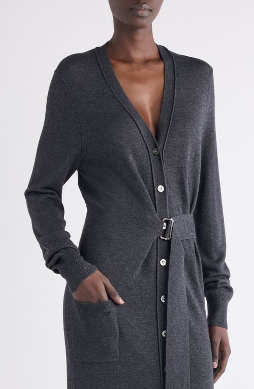 Isabel Marant Constance Long Sleeve Belted Sweater Dress In Gray