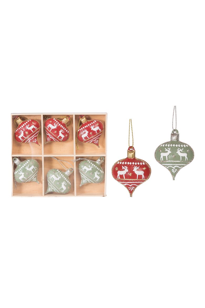Red/Green Christmas Tree Ornament Set of 6, Main, color, Blue