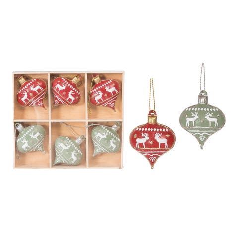 Red/Green Christmas Tree Ornament Set of 6