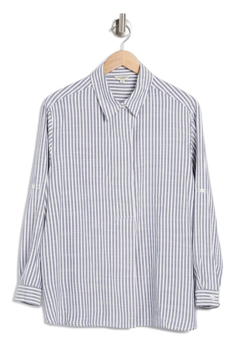 Stripe Popover Tunic, Alternate, color, INDIGO/ BLACK FRAMED STRIPE