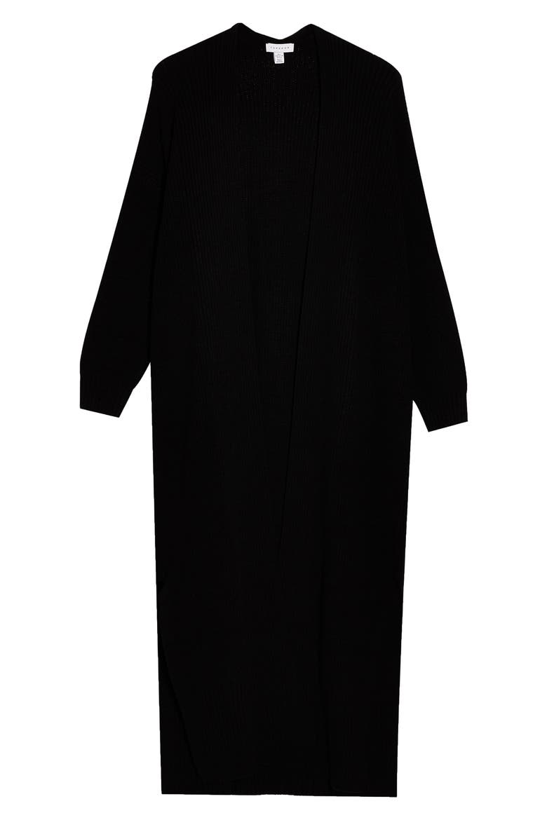 Open Front Maxi Cardigan, Alternate, color, BLACK