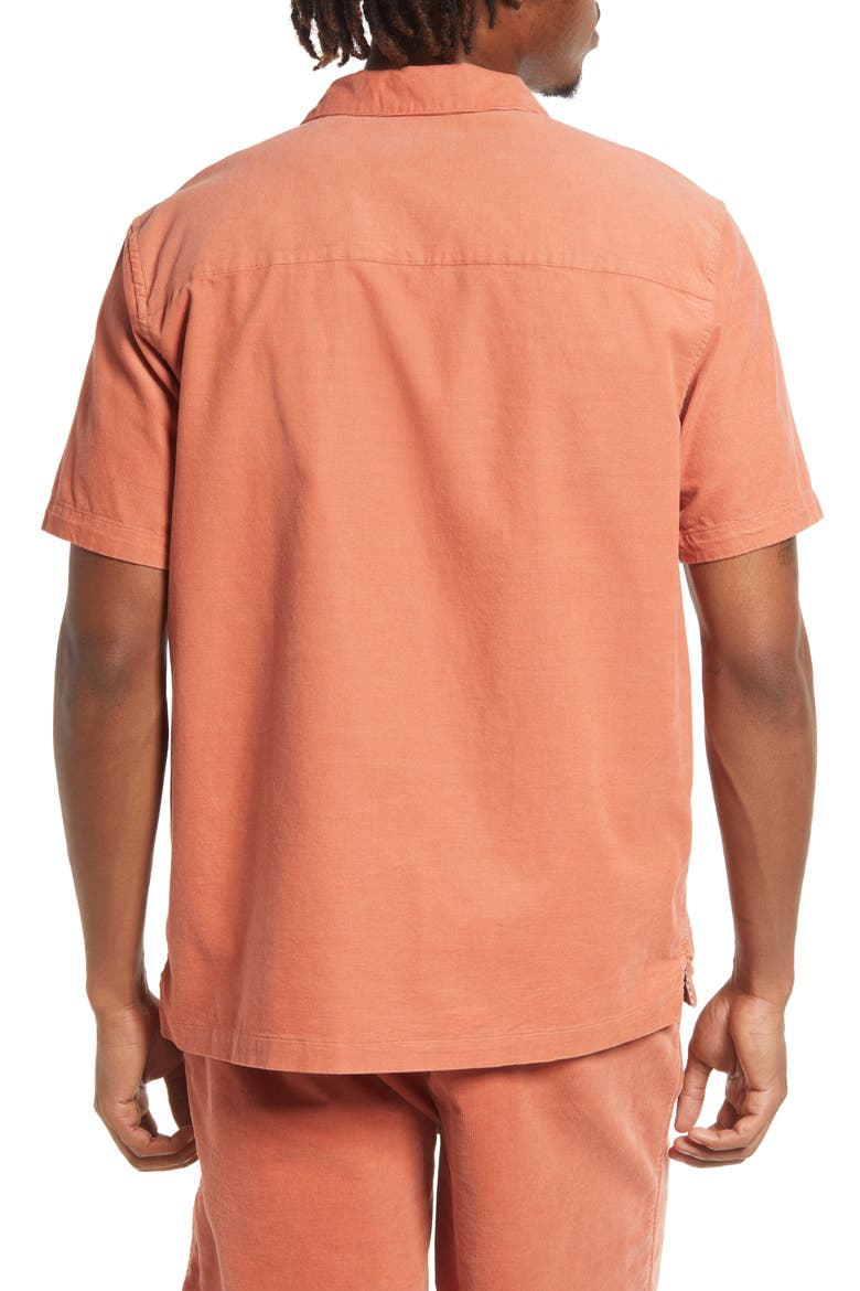 Short Sleeve Corduroy Button-Up Shirt, Alternate, color, MARS
