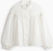 H&M Frill-trimmed Balloon-sleeved Blouse