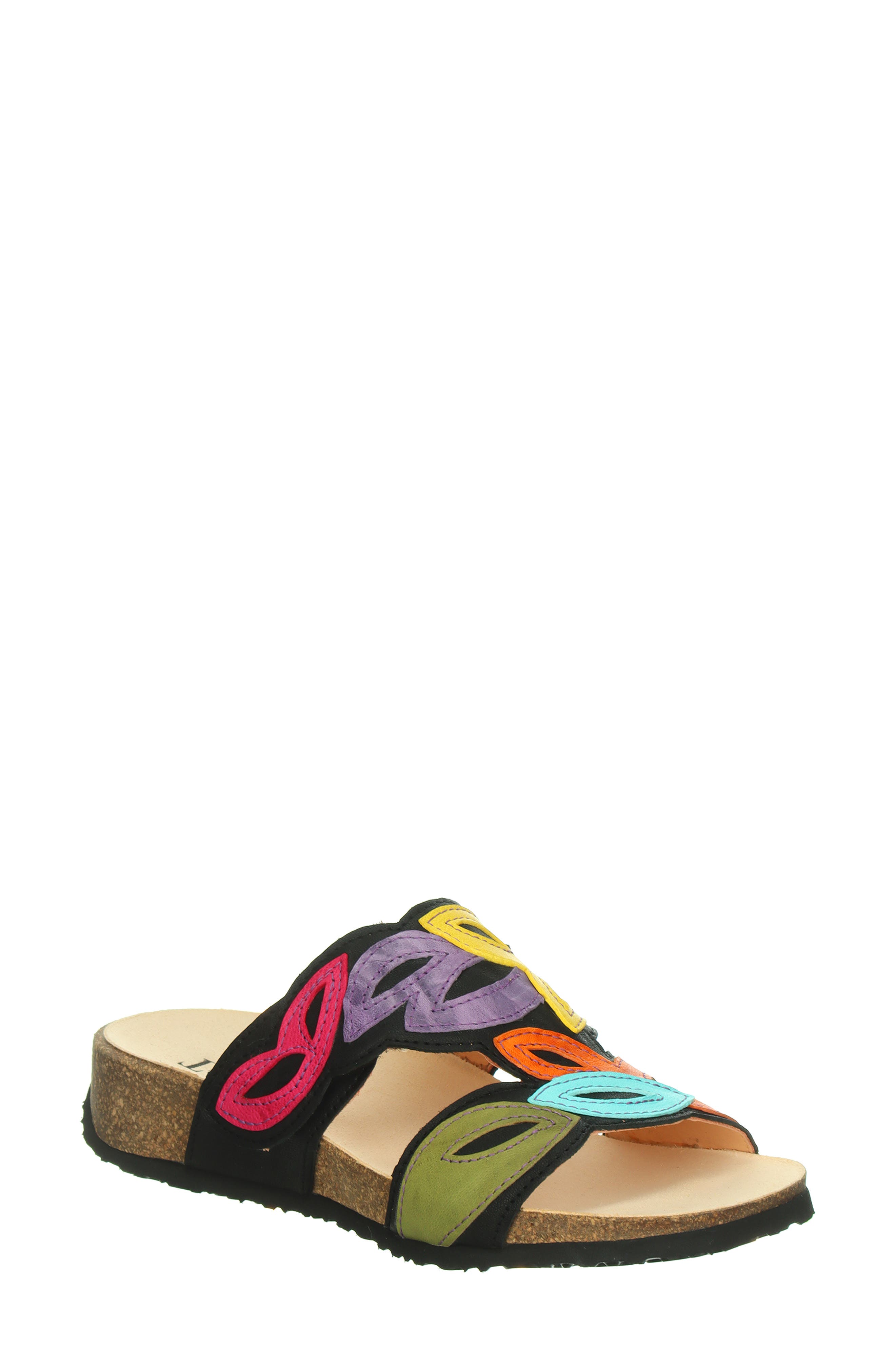 Think! Mizzi Floral Sandal, Main, color, Black/ Kombi