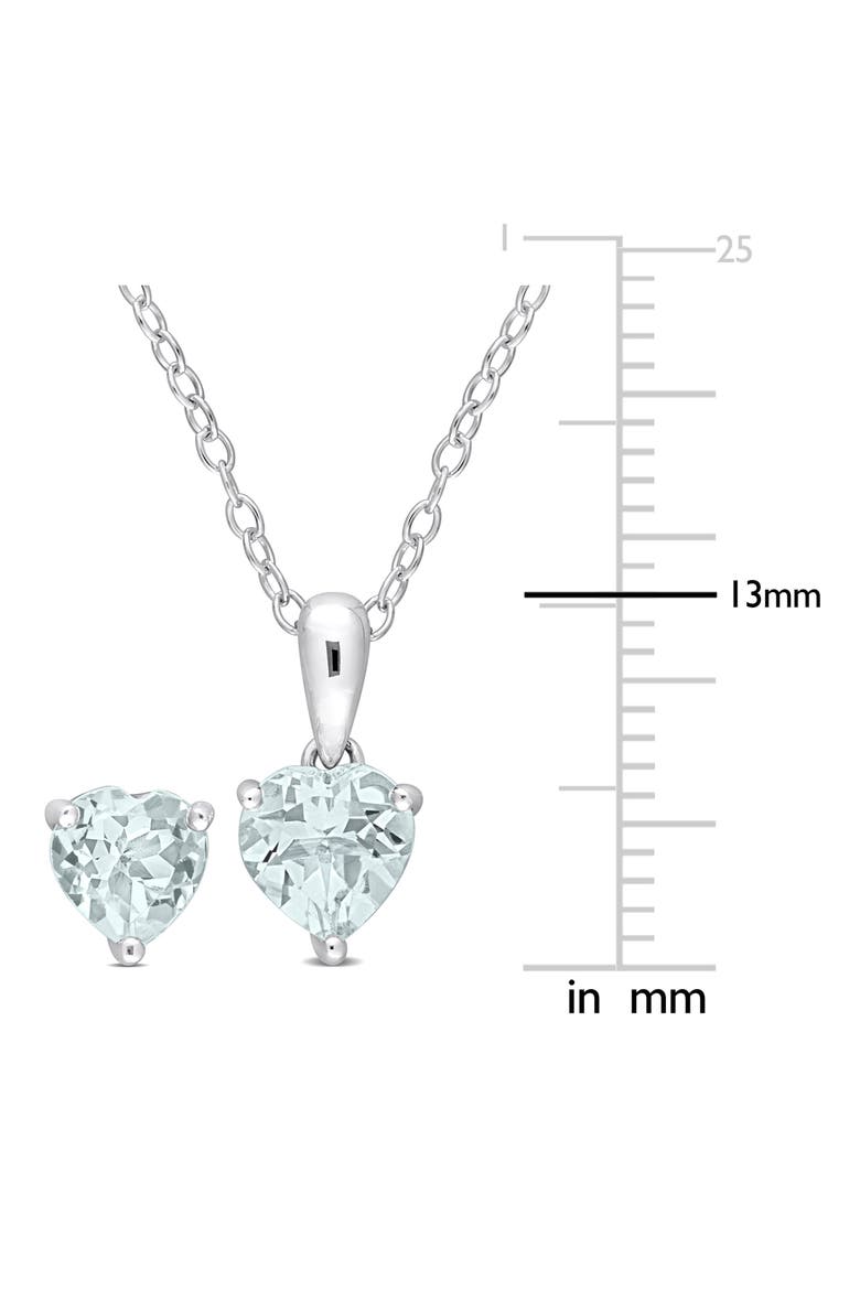 Heart Cut Aquamarine Pendant Necklace & Stud Earrings Set, Alternate, color, BLUE