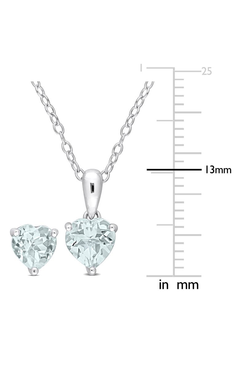 DELMAR Heart Cut Aquamarine Pendant Necklace & Stud Earrings Set, Alternate, color, Blue