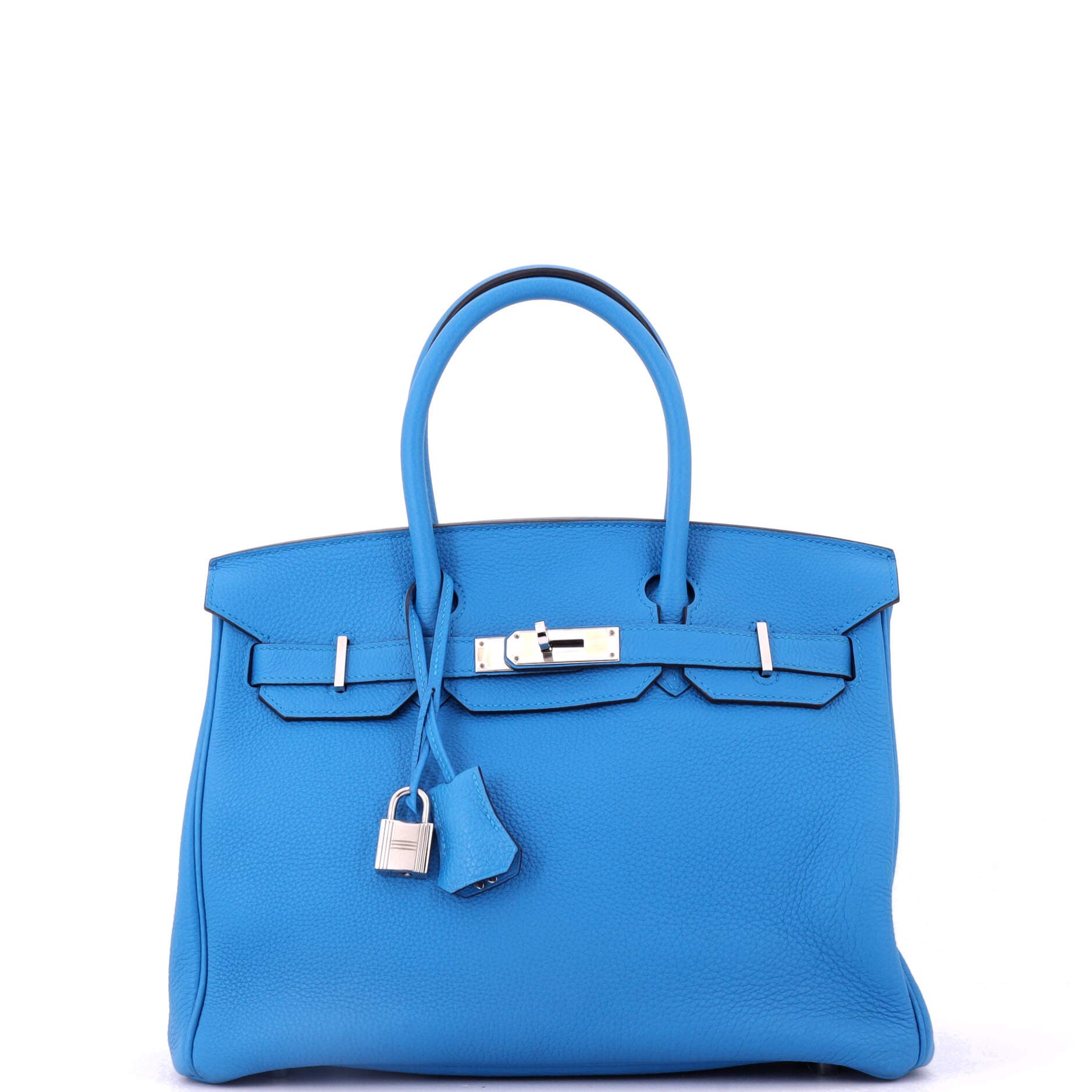 Pre-Owned Hermes Birkin Handbag Blue Togo with Palladium Hardware 30, Main, color, Bleu Zanzibar