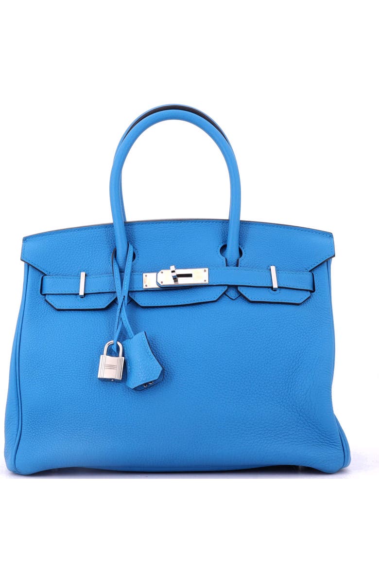 Pre-Owned Hermes Birkin Handbag Blue Togo with Palladium Hardware 30, Main, color, Bleu Zanzibar