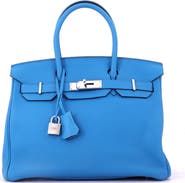 Pre-Owned Hermes Birkin Handbag Blue Togo with Palladium Hardware 30