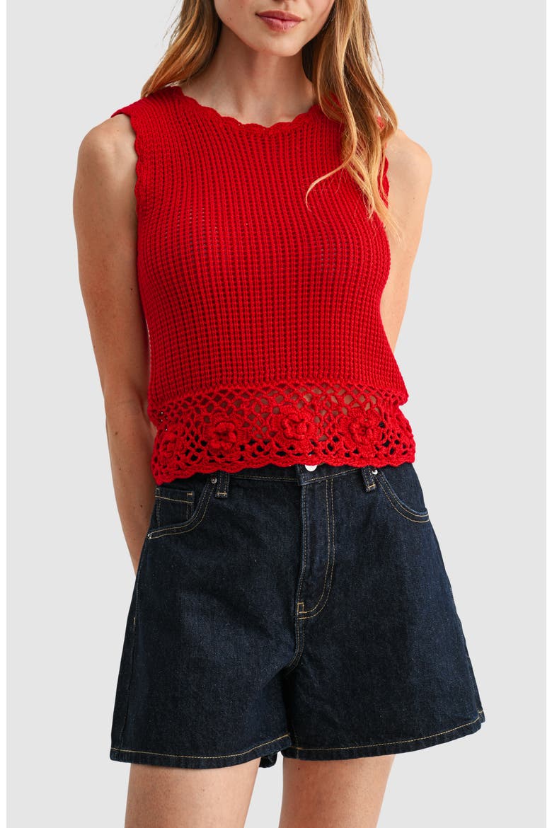 3D Flower Hem Open Stitch Tank (Women) | Nordstrom