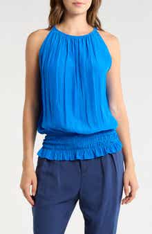 Ramy Brook Lauren Smock Waist Sleeveless Top