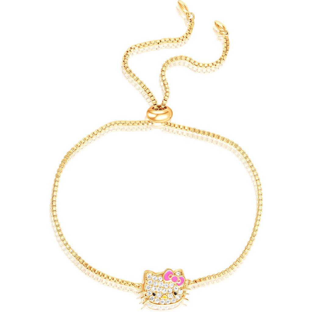 Hello Kitty Authentic Pave Face Lariat Bracelet In Gold
