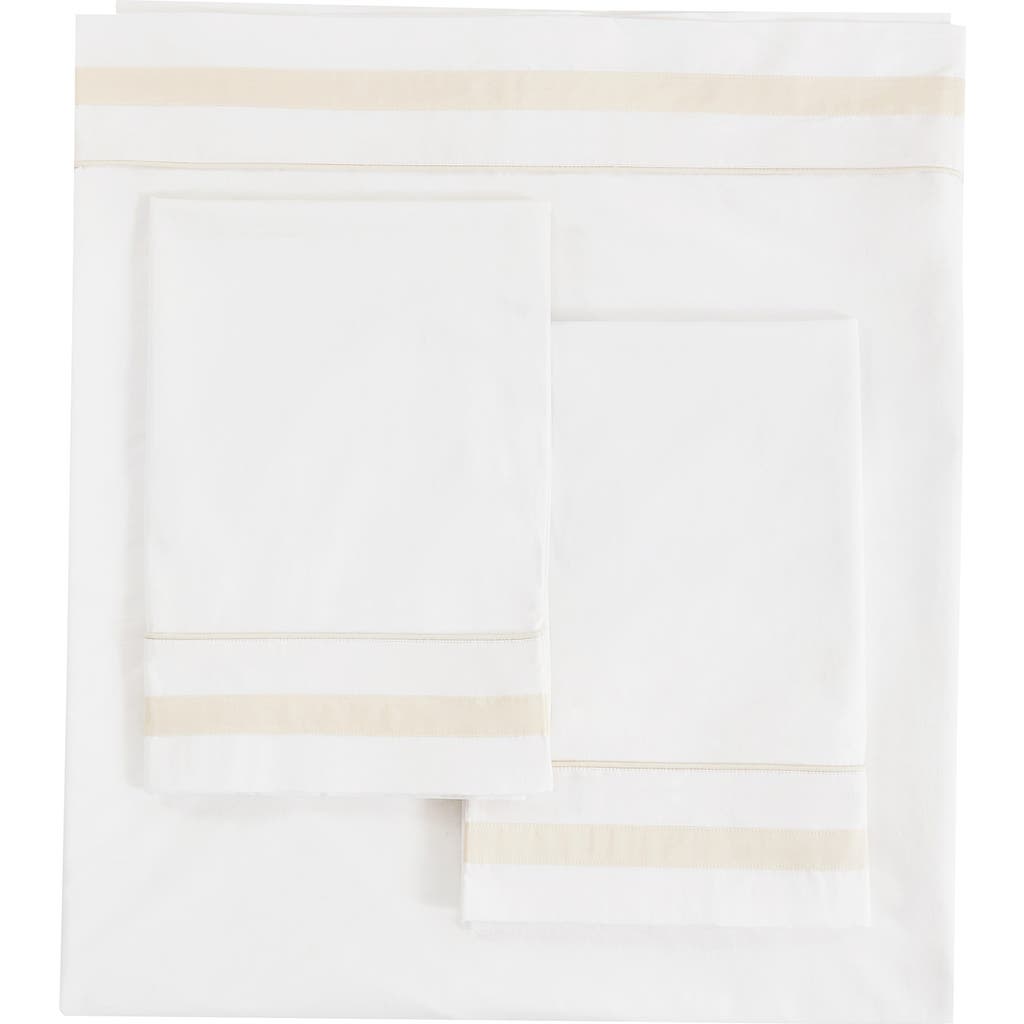 Melange Home 300 Thread Count Percale Border Sheet Set In White