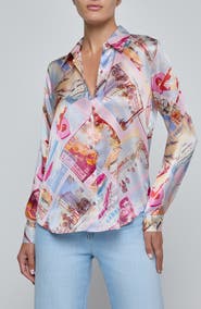L'AGENCE Tyler Print Silk Shirt