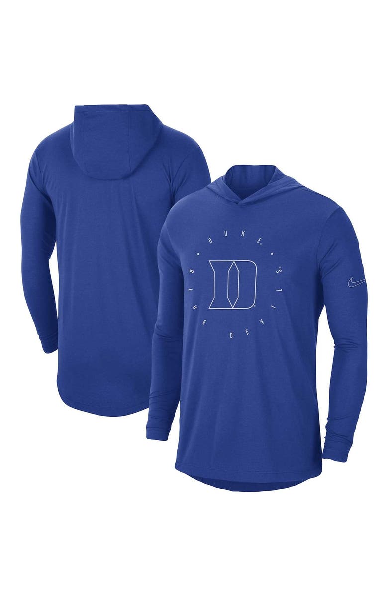 Nike Men's Nike Royal Duke Blue Devils Campus Tri-Blend Performance Long Sleeve Hooded T-Shirt, Alternate, color, 