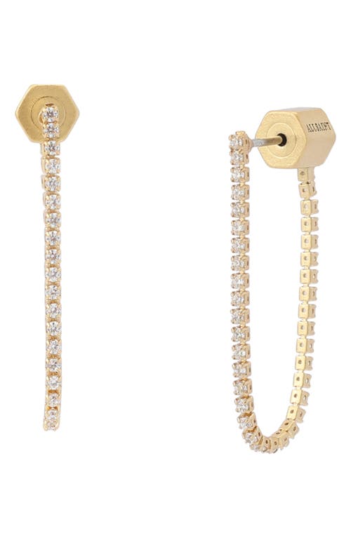Allsaints Crystal Front-to-back Drop Earrings In Gold